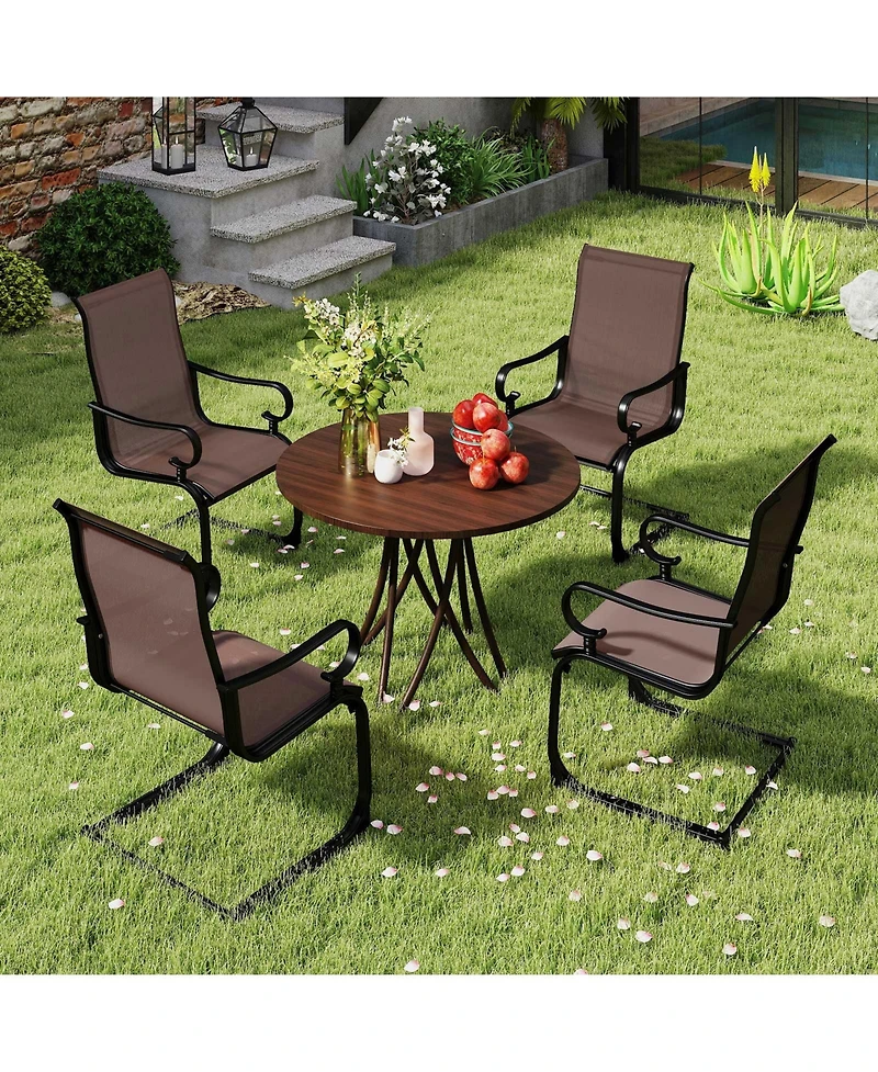 Set of 2 Patio Chairs with Quick-drying and Breathable Fabric for Backyard