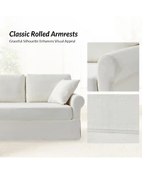 Israel Traditional Slipcovered Sofa with Solid Leg