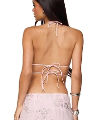 Edikted Women's Nelley Backless Beaded Sequin Chiffon Top