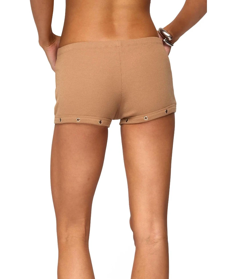 Edikted Women's Hasel Grommet Ribbed Shorts