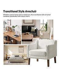 Transitional Ulysses Armchair with Solid Wood