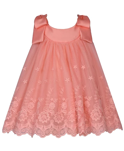Bonnie Baby Girls Bow Shoulder Embroidered Float Dress