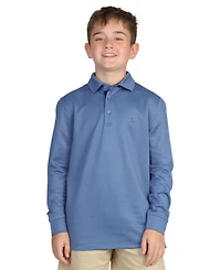 Tailorbyrd Boys Long Sleeve Slate Blue Modal Polo Shirt by