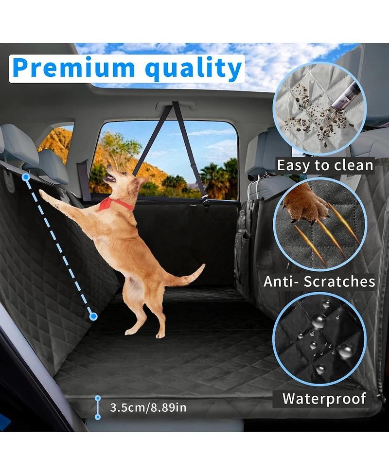 Bingopaw Dog Car Seat Cover With 2 Pockets & Window for Pet Safety