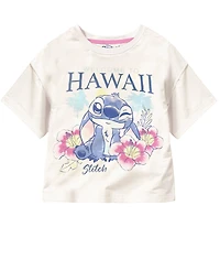 Disney Toddler and Little Girls 2-Piece Stitch Kauai Chief Value Cotton T-Shirt and French Terry Shorts Set