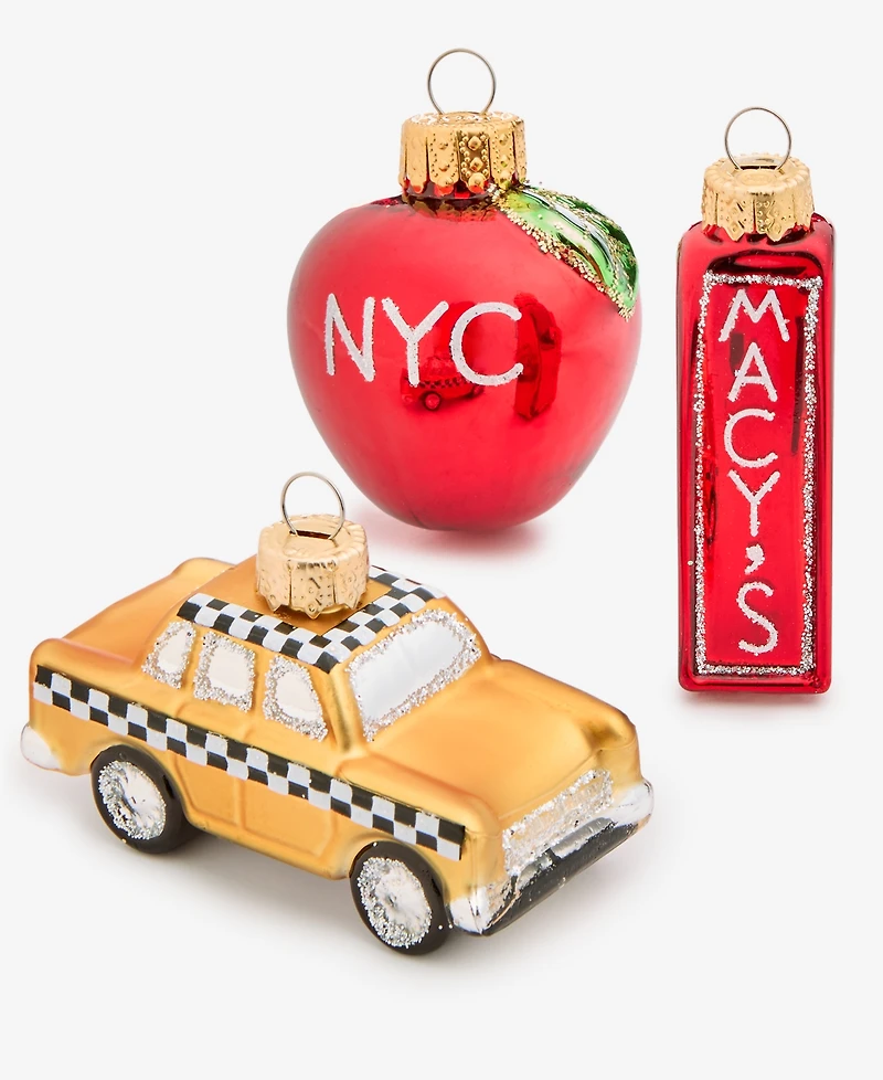 Holiday Lane Heritage Set of 6 New York Glass Ornaments, Macy's Exclusive