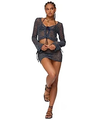 Edikted Women's Idra Crochet Net Tie Front Top