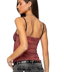 Edikted Women's Printed Mesh Split Front Top