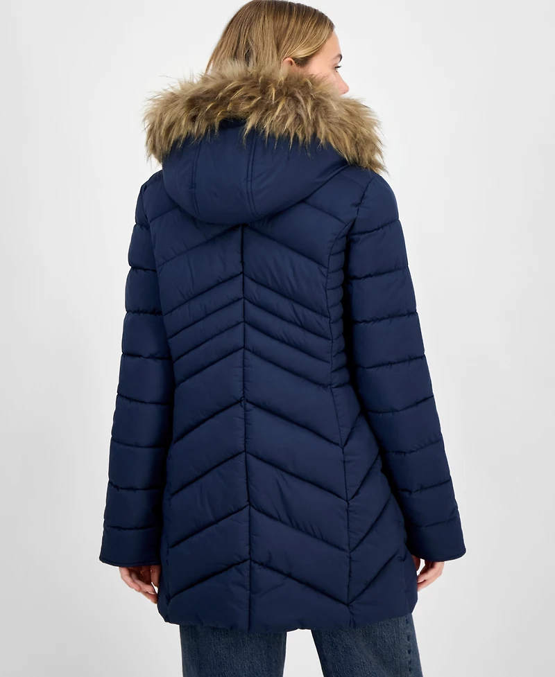 Maralyn & Me Juniors' Faux-Fur Hooded Puffer Coat
