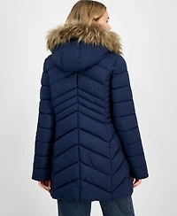 Maralyn & Me Juniors' Faux-Fur Hooded Puffer Coat