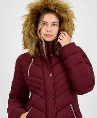 Maralyn & Me Juniors' Faux-Fur Hooded Puffer Coat