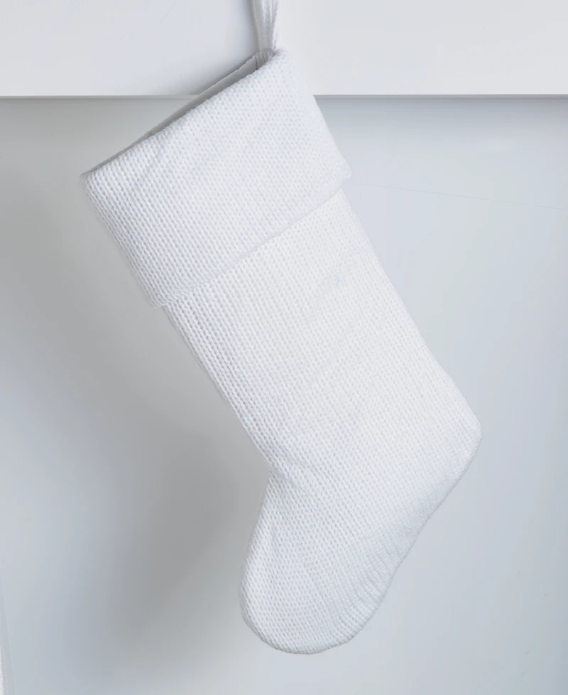 Holiday Lane Whimsy White Stocking With Pom Poms, Macy's Exclusive