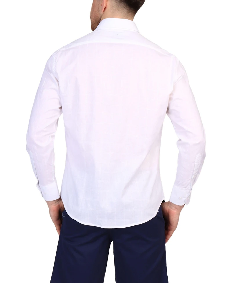 Tailorbyrd Men's Windowpane Long Sleeve Shirt