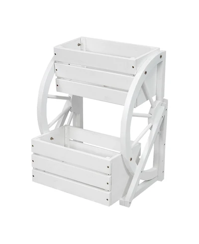 Indoor/Outdoor 2-Tiered Rustic Fir Wagon Wheel Planter