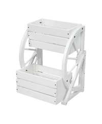 Indoor/Outdoor 2-Tiered Rustic Fir Wagon Wheel Planter