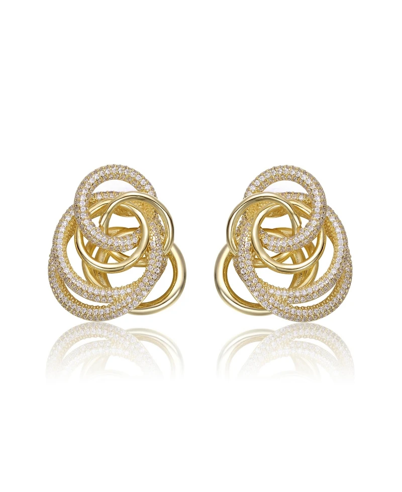14k Gold Plated Multiple Eternity Circle Love Knot Stud Earrings