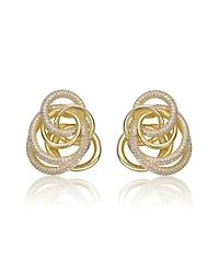 14k Gold Plated Multiple Eternity Circle Love Knot Stud Earrings
