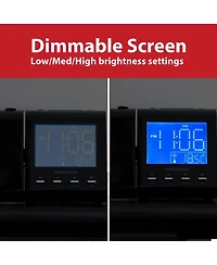 Magnasonic Projection Alarm Clock with Am/Fm Radio, Battery Backup, Auto Time Set, Dual Alarm, Sleep Timer, Indoor Temperature/Day/Date Display & Bonu