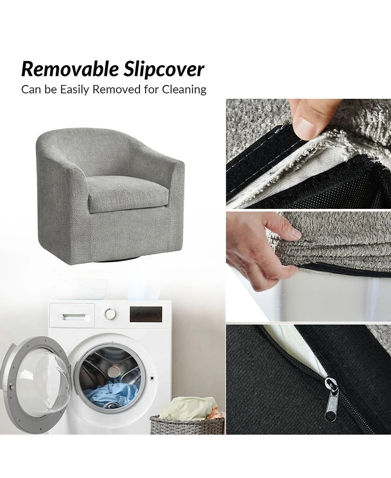 Azahara Modern Slipcovered Swivel Armchair