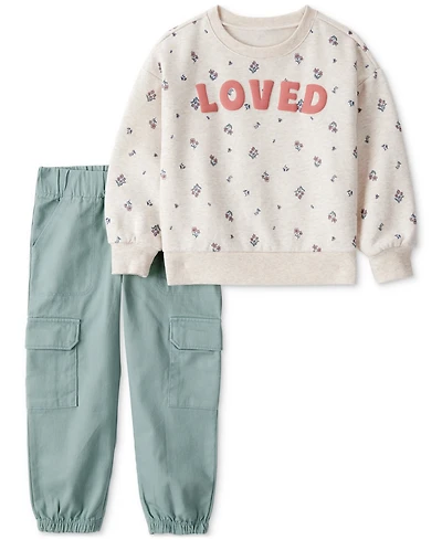 Carter's Toddler Girls 2-Pc. "Loved" Pullover Sweatshirt & Pants Set
