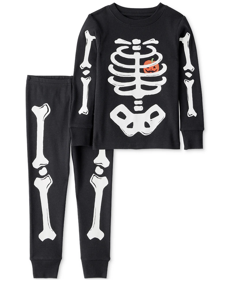 Carter's Toddler Glow Halloween Skeleton 100% Snug-Fit Cotton Pajamas, 2 Piece Set