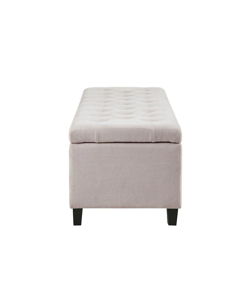 Tufted Upholstered Storage Bench with Button Top, Solid Wood Legs for Bedroom or Living Room, Hidden Blanket-The Pop Home