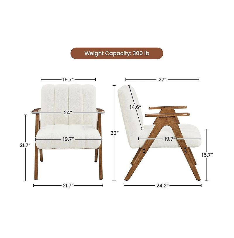 Yaheetech Mid Century Boucle Upholstered Lounge Chair