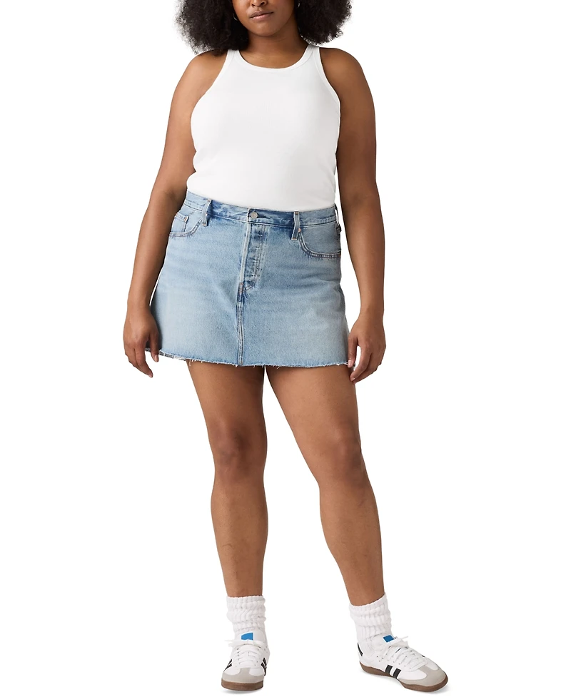 Levi's Plus Cotton Iconic 501 Mid-Rise Denim Skirt