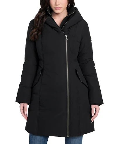 Guess Women's Asymmetric Zip-Front Hooded Puffer Coat