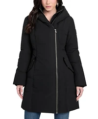 Guess Women's Asymmetric Zip-Front Hooded Puffer Coat
