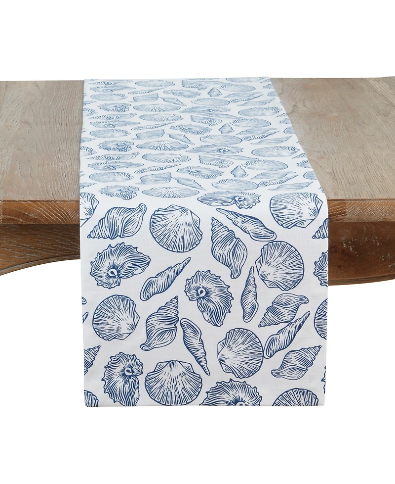 Saro Lifestyle Seaside Sea Shells Table Runner, 14 "x 72"