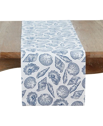 Saro Lifestyle Seaside Sea Shells Table Runner, 14 "x 72"