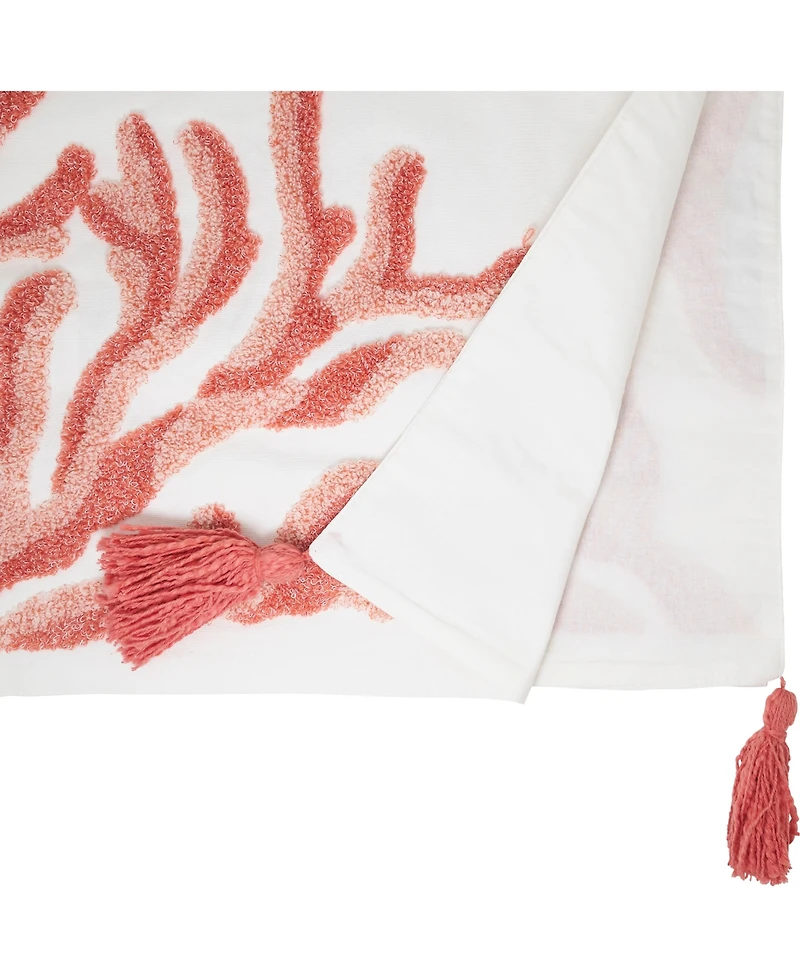 Saro Lifestyle Seaside Embroidered Coral Table Runner, 16" x 72"