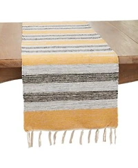 Saro Lifestyle Fringe Edge Striped Table Runner Collection