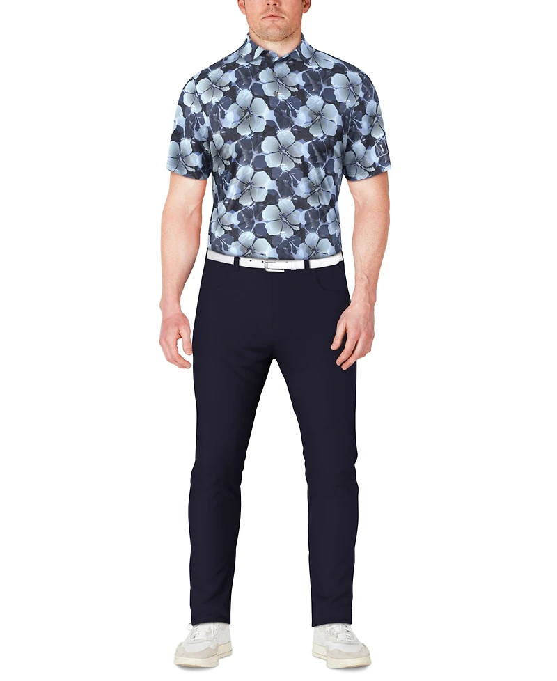 Pga Tour Men's Hibiscus-Print Polo Shirt