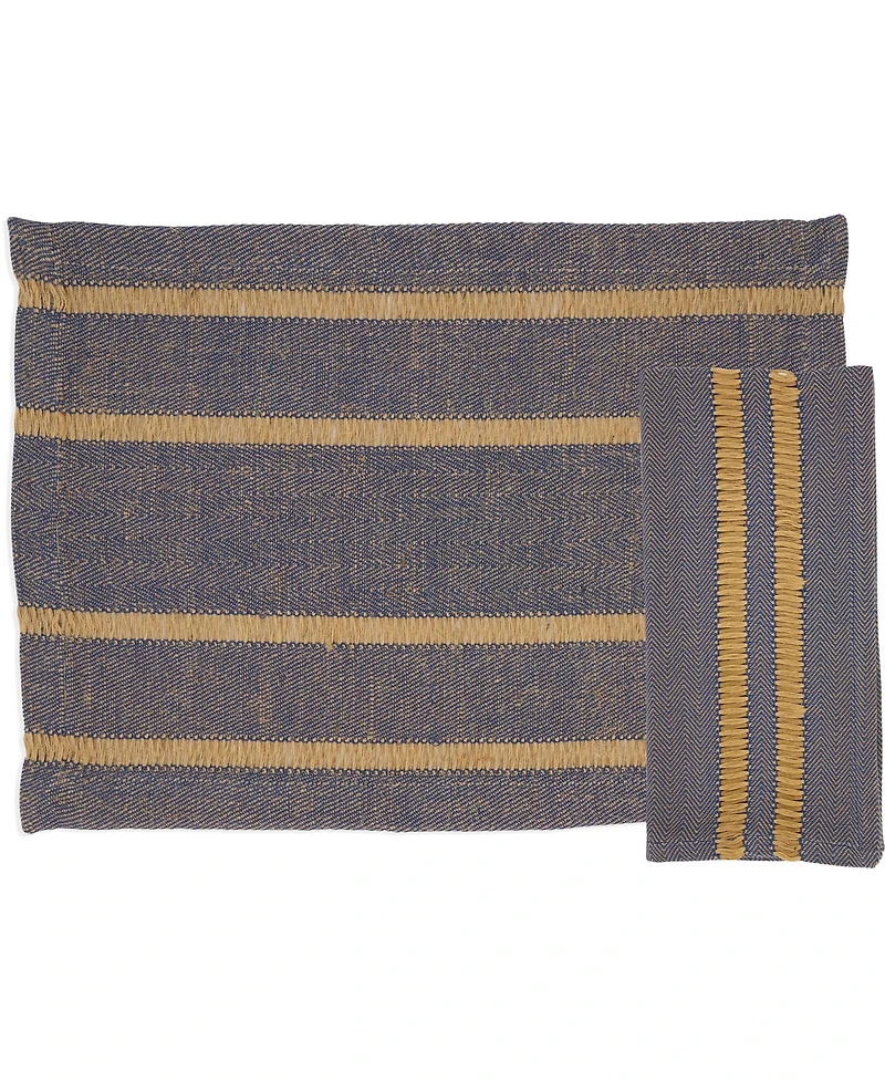 Saro Lifestyle Classic Stripe Placemats and Napkins, Set of 8