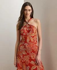 Lauren Ralph Women's Floral Georgette Halter Dress