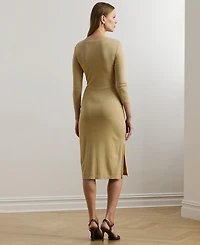Lauren Ralph Women's Tie-Front Cotton-Blend Crewneck Dress