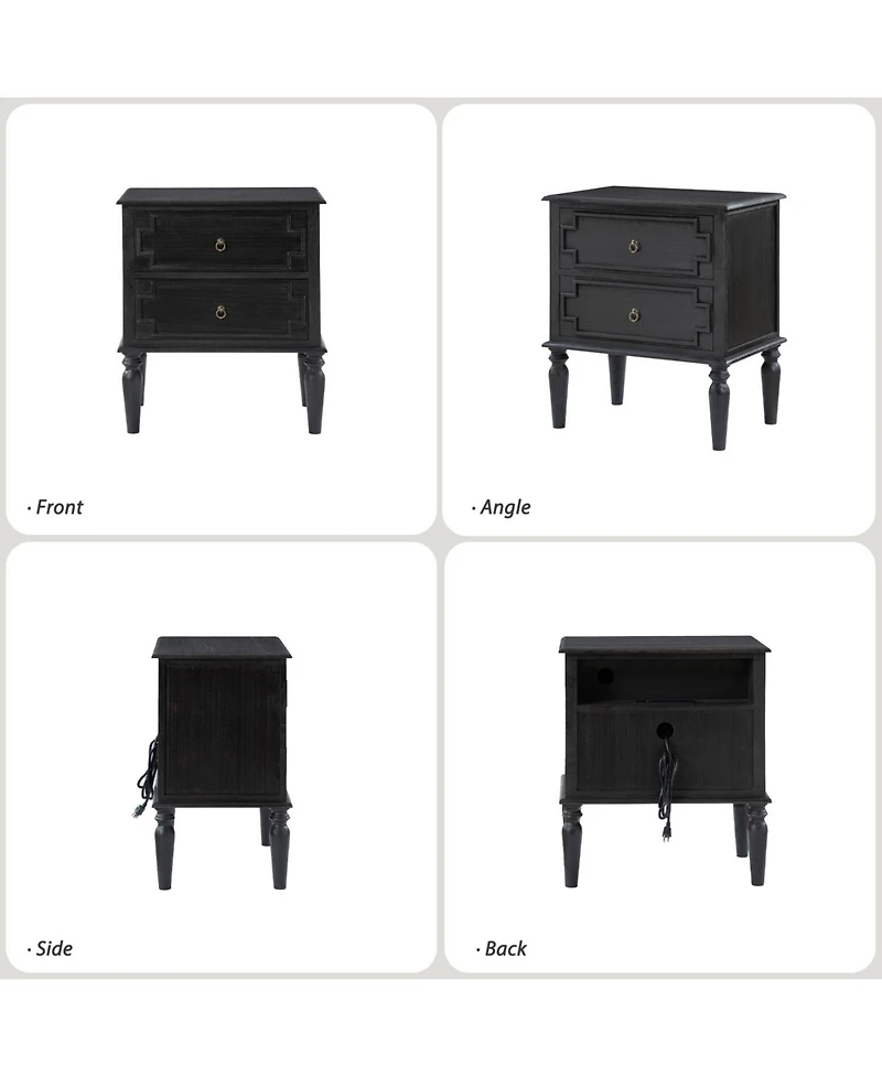 Kim 28"Tall 2-Drawer Nightstand