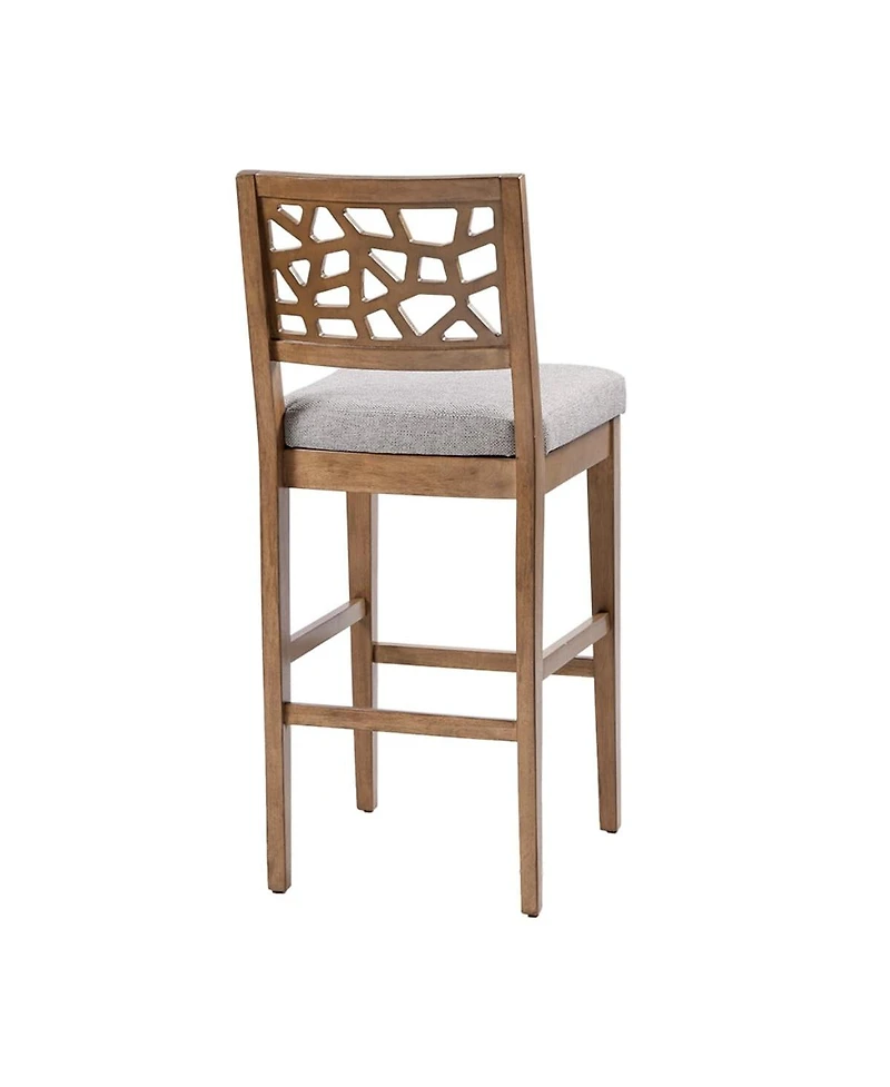 Set of 1 Counter Height Stool with Upholstered Seat, Cracked Ice Back Oak Veneer for Kitchen Island or Dining Room-The Pop Home