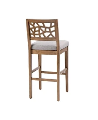 Set of 1 Counter Height Stool with Upholstered Seat, Cracked Ice Back Oak Veneer for Kitchen Island or Dining Room-The Pop Home
