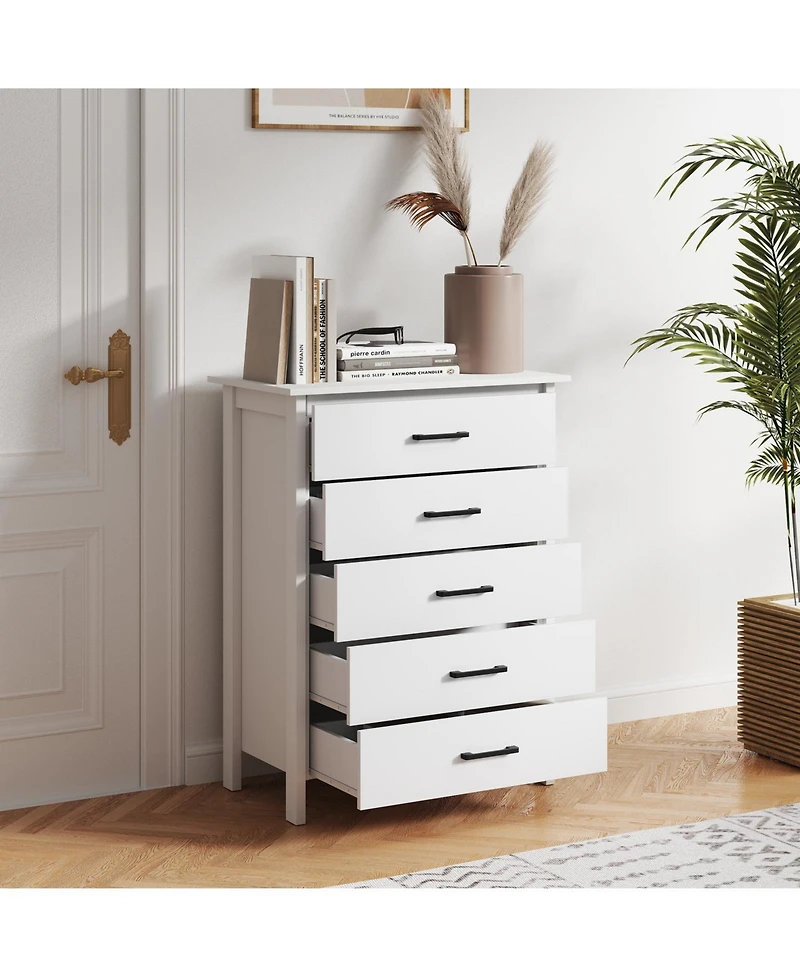 Modern 5 Drawer Chest Storage Dresser Cabinet with Metal Handles
