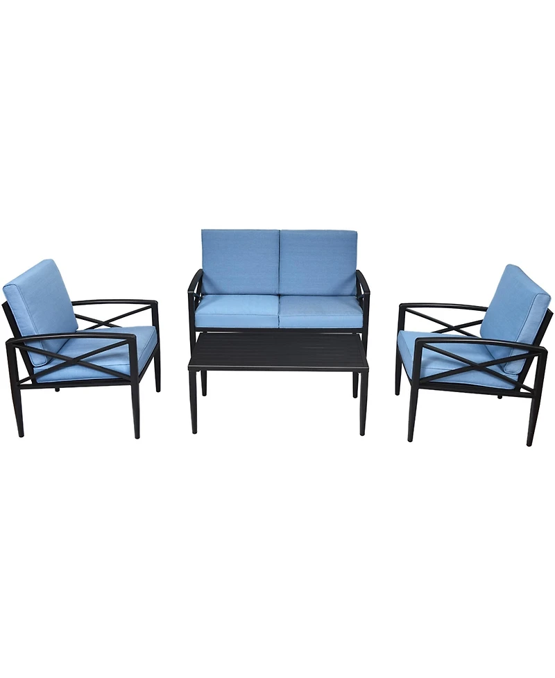 Gymax 4PCS Patio Sofa Conversation Set Outdoor Furniture Set Yard w/ Cushion