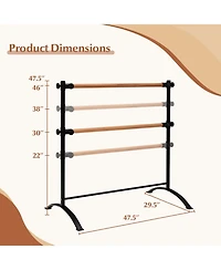 Portable Freestanding Double Ballet Barre for Home Dance and Stretching