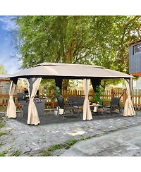 Gazebo 10x20FT, Outdoor with Double Roofs, Privacy Curtains, Mosquito Nettings, Heavy Duty Metal Frame Party Tent Canopy