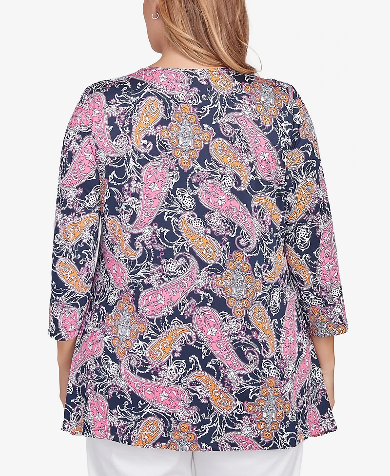 Ruby Rd. Plus Beaded Neck Knit Top