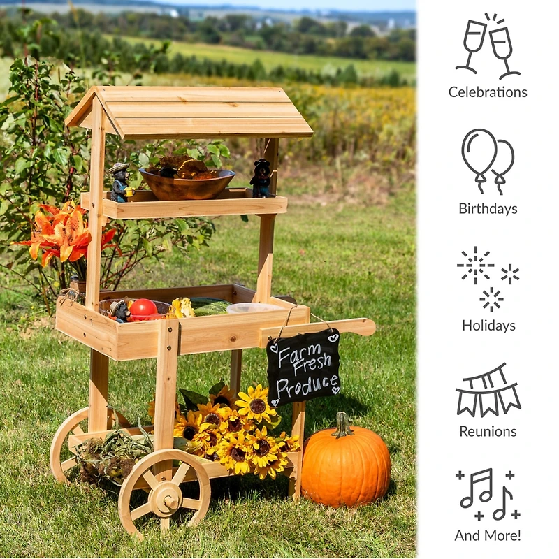 Country Market Flower Cart Display Stand - 49.25” H