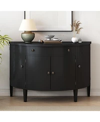 Streamdale Curved Wood Storage Cabinet with Adjustable Shelves