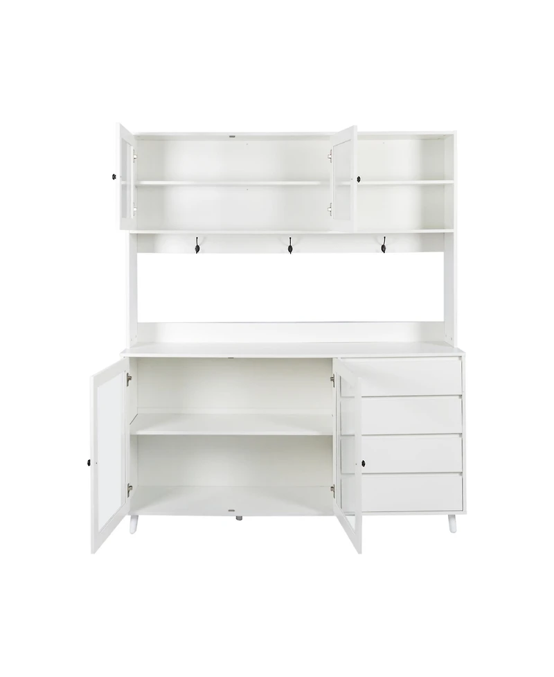 Streamdale Large White Kitchen Hutch with Microwave Shelf