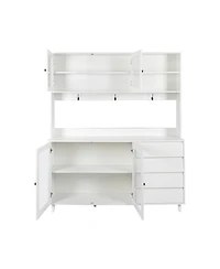 Streamdale Large White Kitchen Hutch with Microwave Shelf
